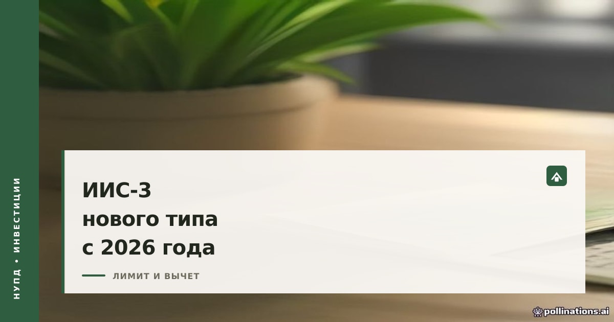 Обложка статьи об ИИС-3 нового типа с 2026 года: смартфон с графиком инвестиций и налоговой декларацией на фоне рублей