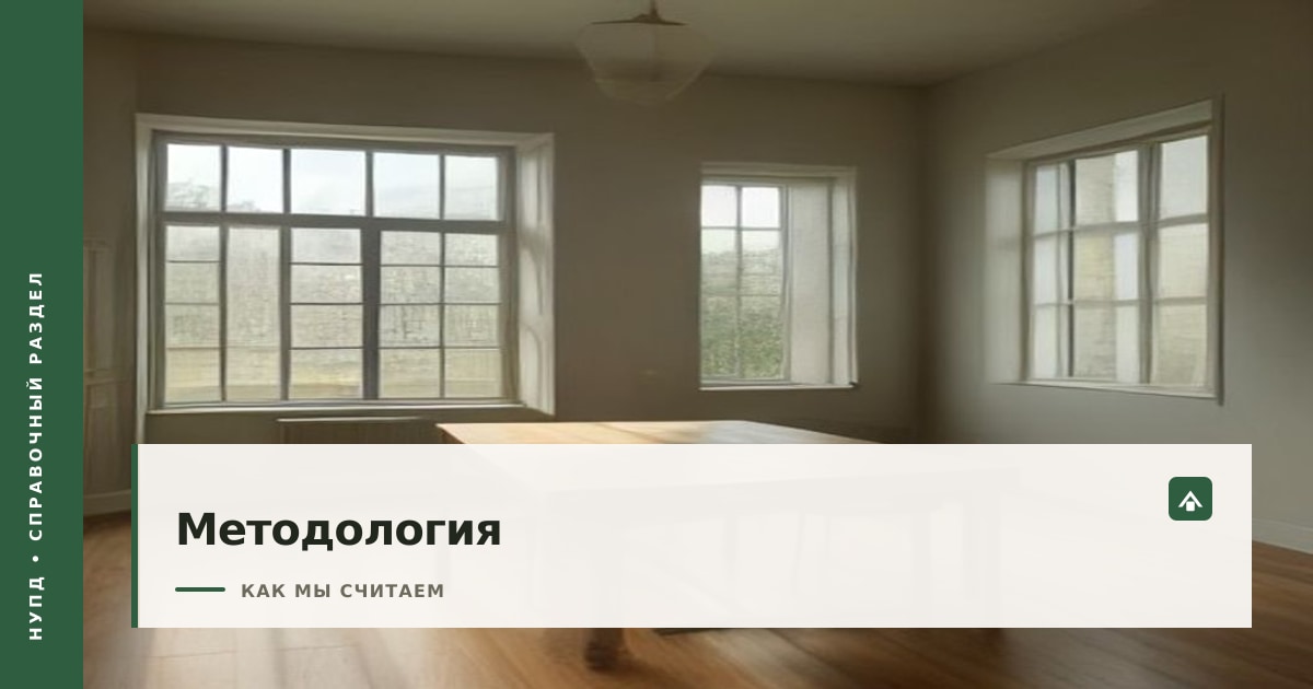 Обложка методологии Нупд: стол с планом квартиры, линейкой и карандашом