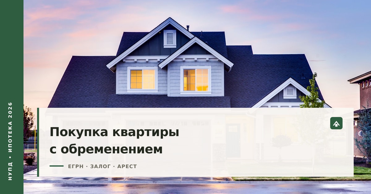 Обложка статьи о покупке квартиры с обременением: связка ключей, папка с печатью и модель дома на чертёжном столе